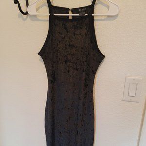 Black suede cocktail dress